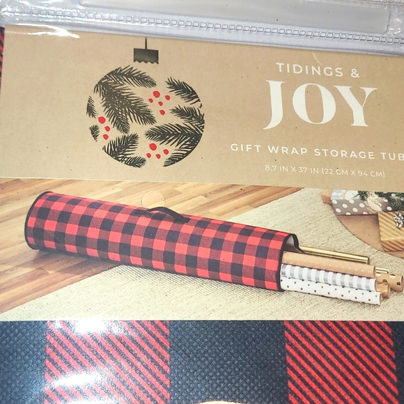 Tidings & Joy Other - Tidings & Joy Red and Black Gift Wrap Storage Tube